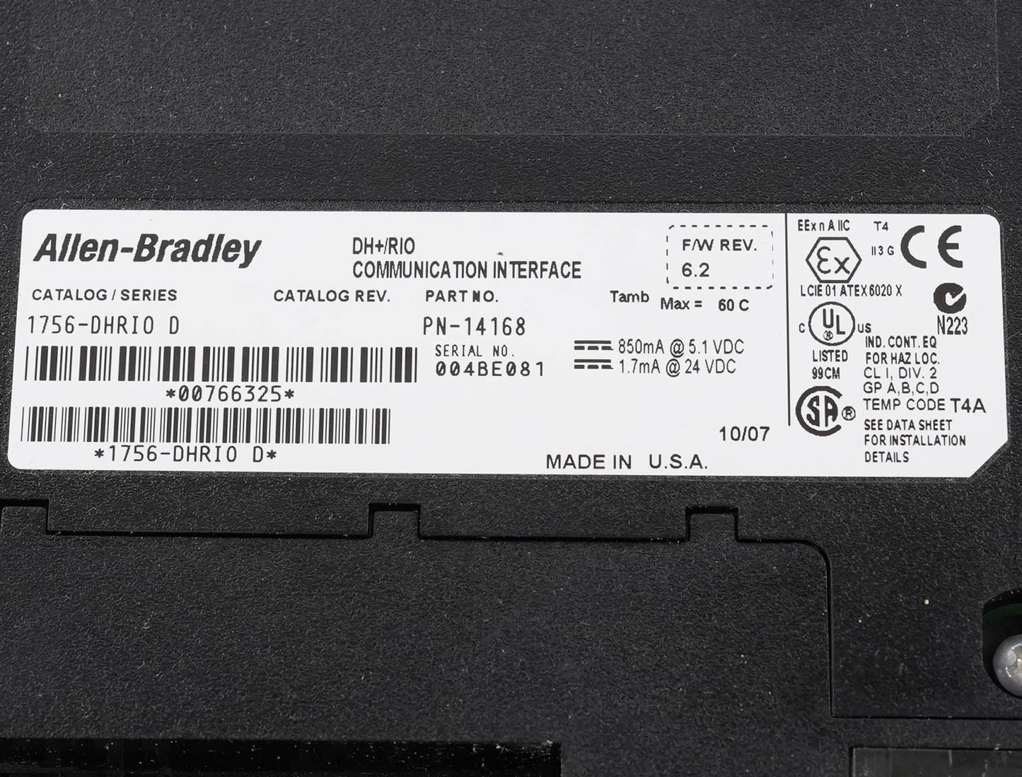 Allen Bradley 1756-DHRIO /D ControlLogix Communication Interface I/O 1756DHRIO