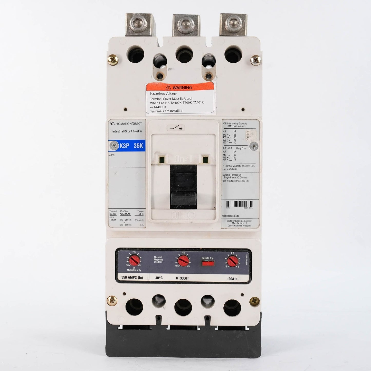 AutomationDirect K3P 35K 350A 3-Pole Industrial Circuit Breaker w/ KT3350T Trip