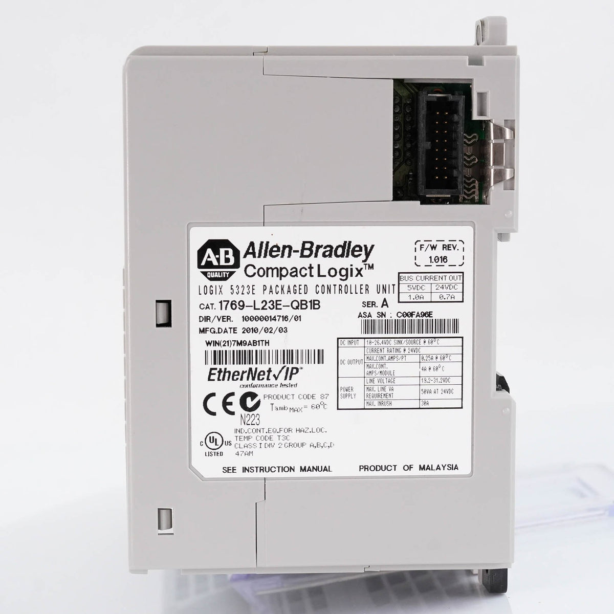 Allen Bradley 1769-L23E-QB1B CompactLogix EtherNet Processor 24VDC 1769L23EQB1B
