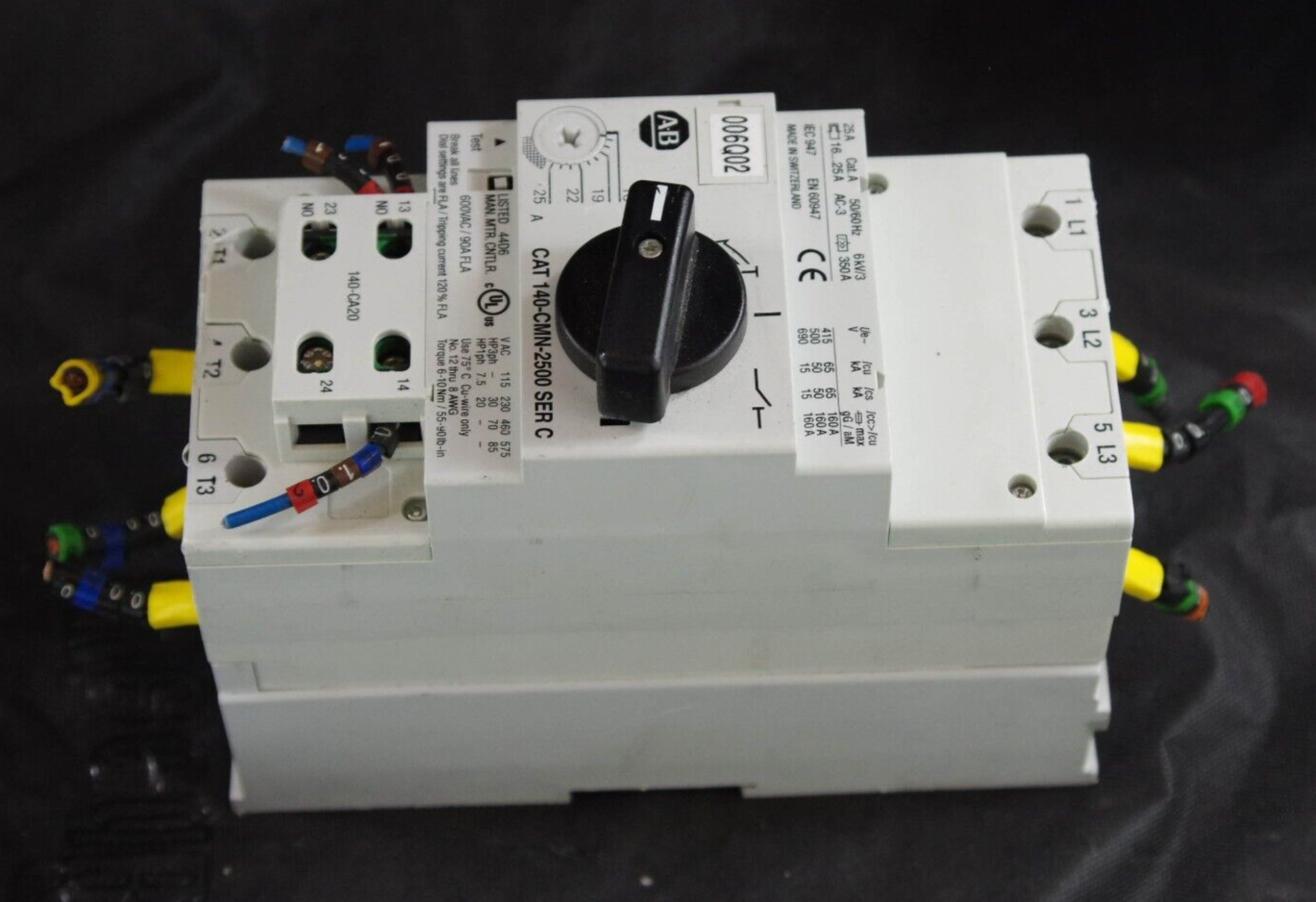 Allen Bradley 140-CMN-2500 Ser C Circuit Break and 140-CA20 Ser A Contact Block