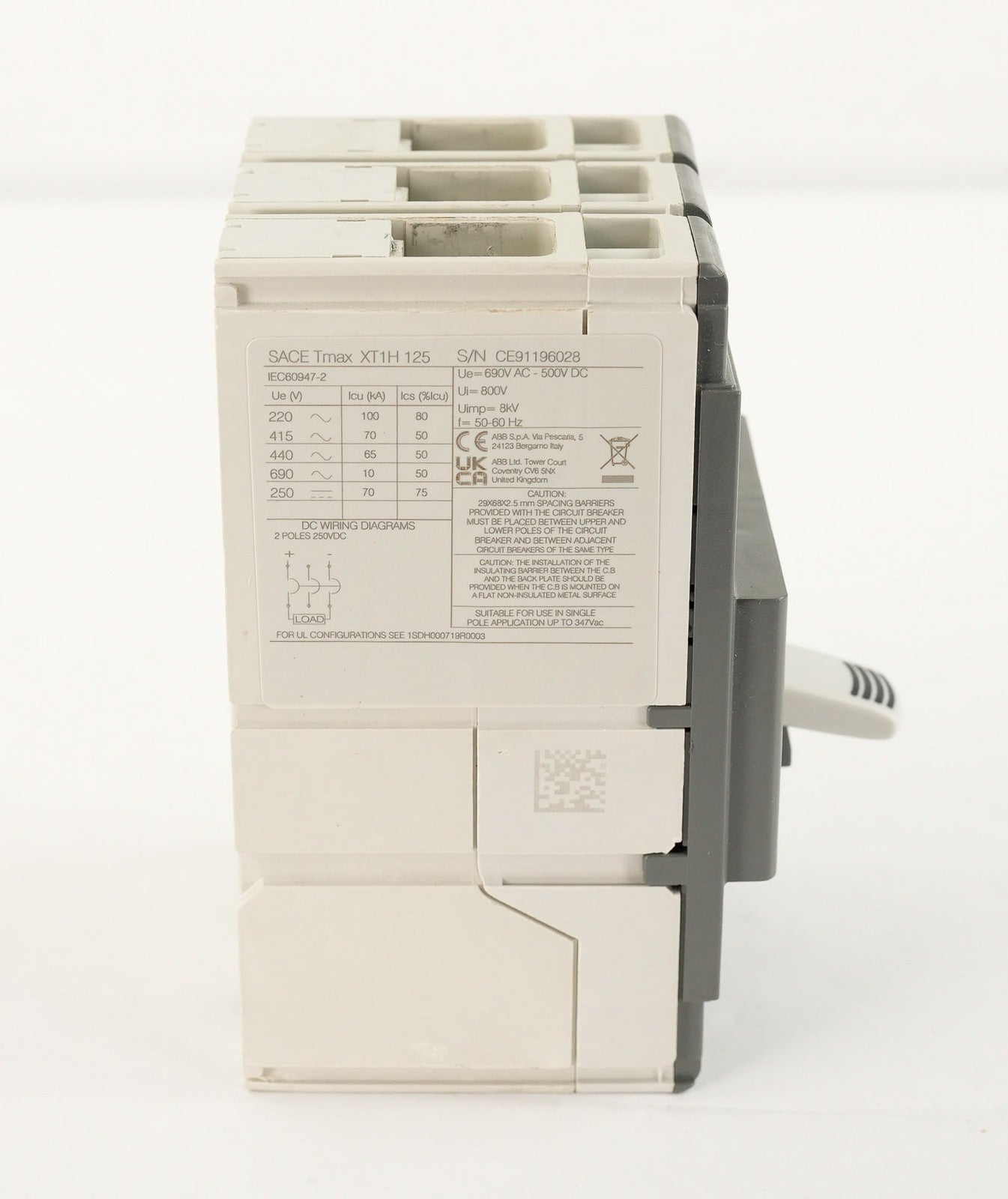 ABB SACE Tmax XT1H 125 3-Pole Circuit Breaker XT1H125