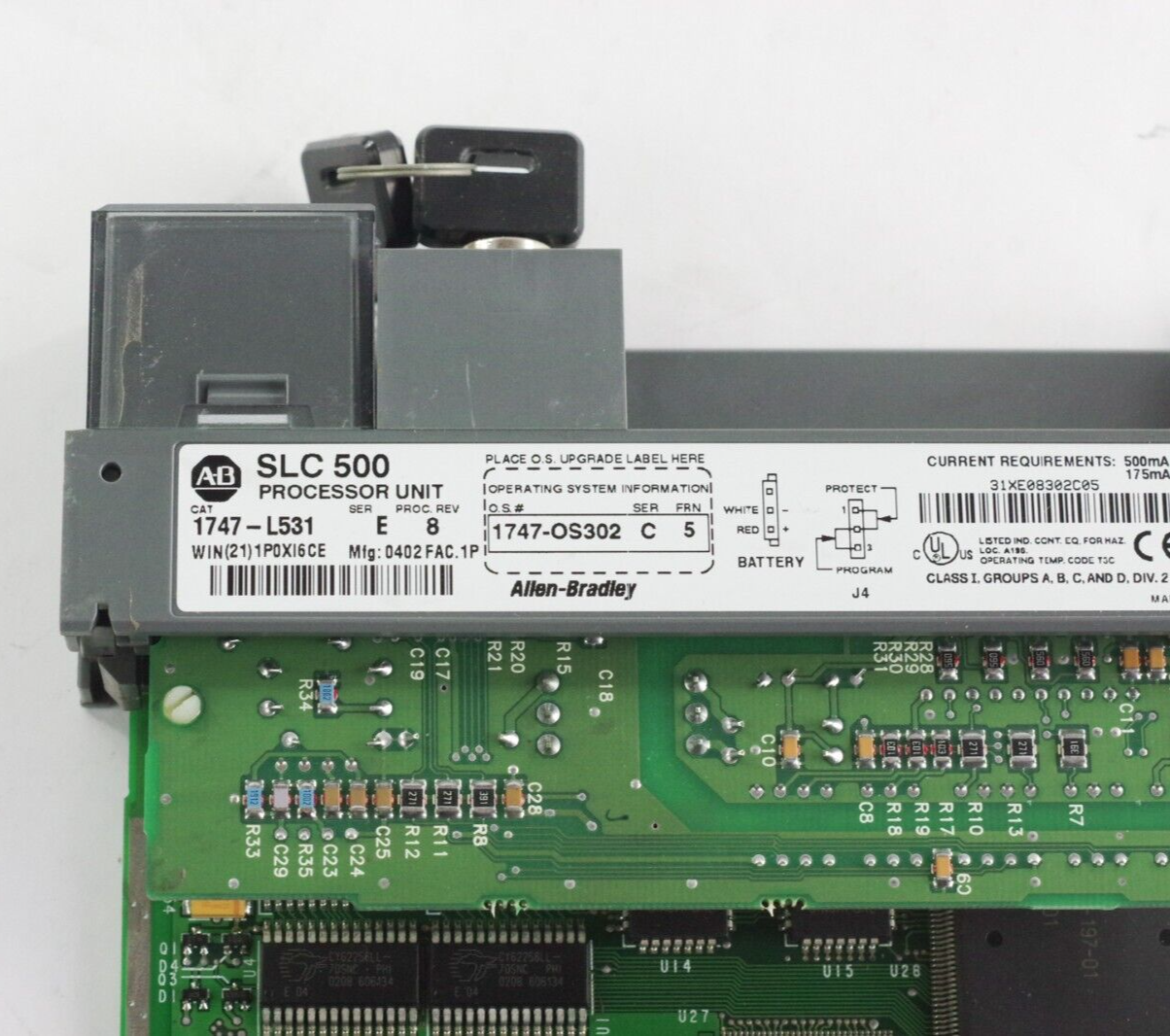 Allen Bradley 1747-L531 Ser E Rev 8 SLC500 Processor w/ 1747-OS302 Ser C FRN 5