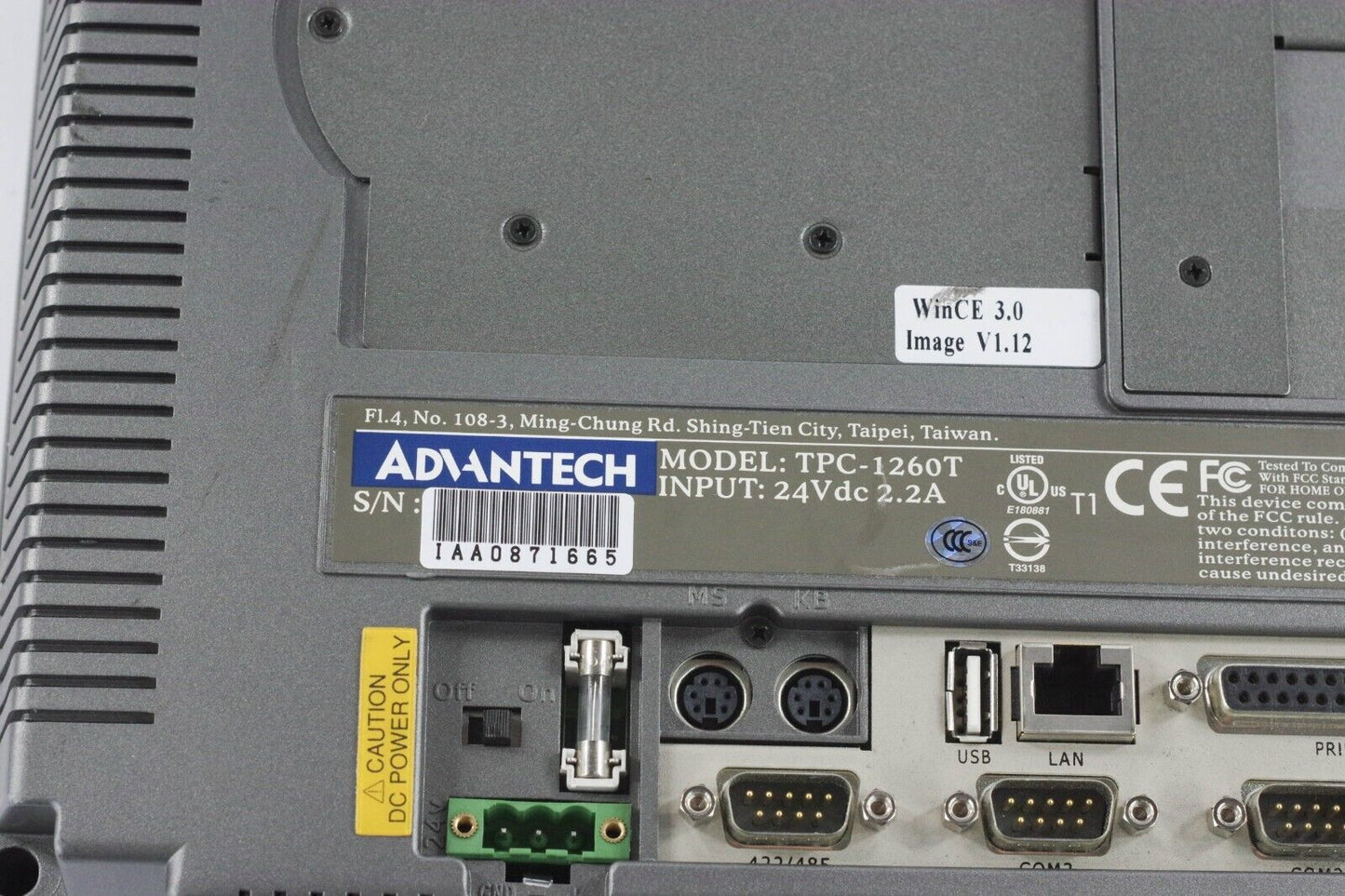 ADVANTECH TPC-1260T INDUSTRIAL TOUCH PANEL PC HMI + Fair Condition