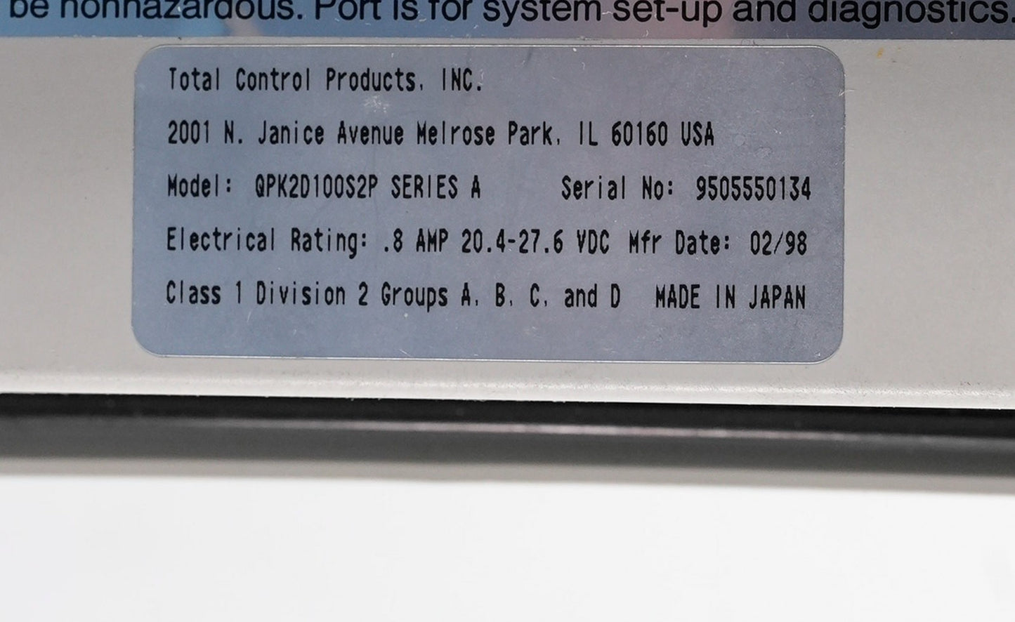 Total Control Products QPK2D100S2P Series A 5.7" Display Panel