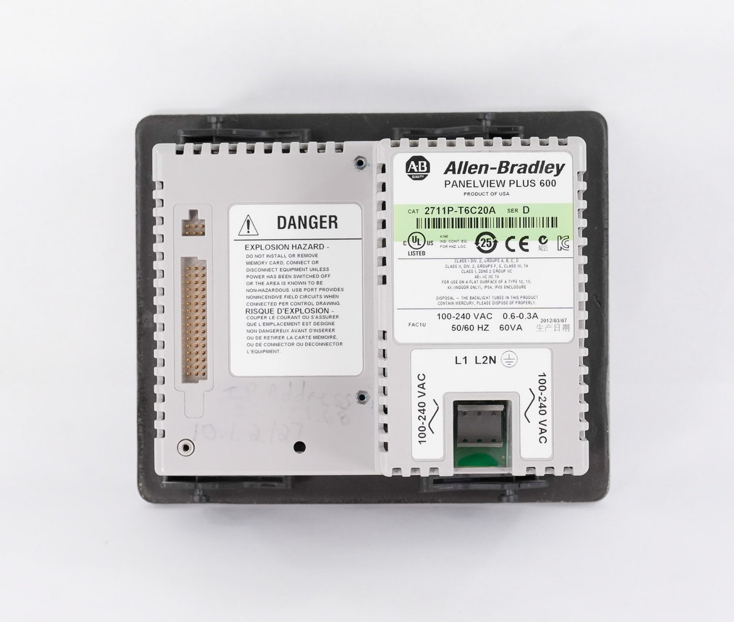 Allen Bradley 2711P-T6C20A /D PanelView Plus 600 HMI 120VAC