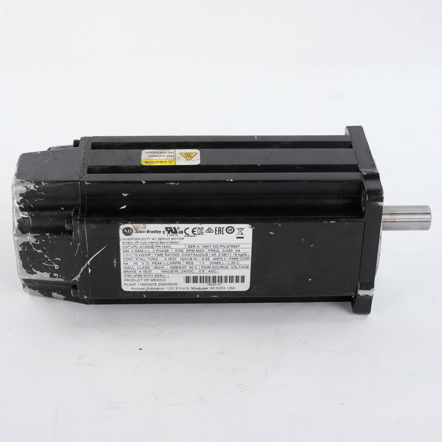 Allen Bradley VPL-A1003E-PK14AA Ser A Kinetix VPL Servo Motor 230V 1.65kW