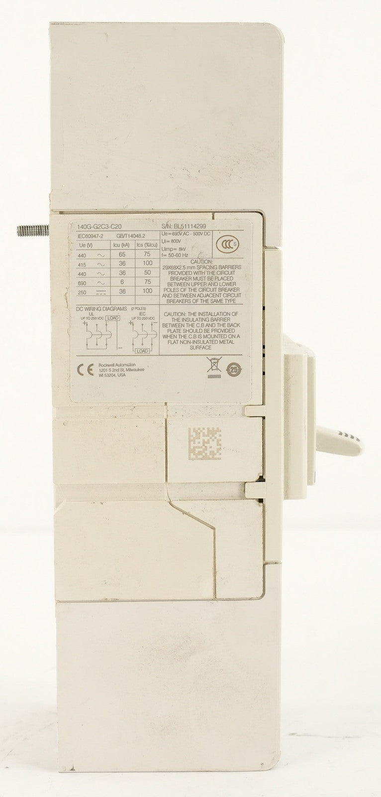 Allen Bradley 140G-G2C3-C20 Circuit Breaker 20A 3-Pole 140GG2C3C20