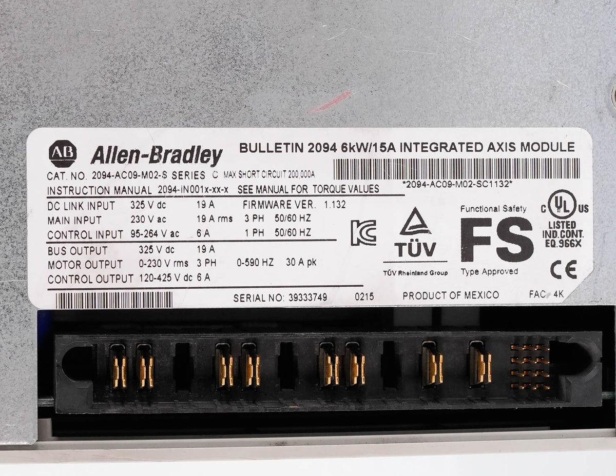 Allen Bradley 2094-AC09-M02-S Ser C Kinetix 6000 400V 9A AM Axis Module Refurb