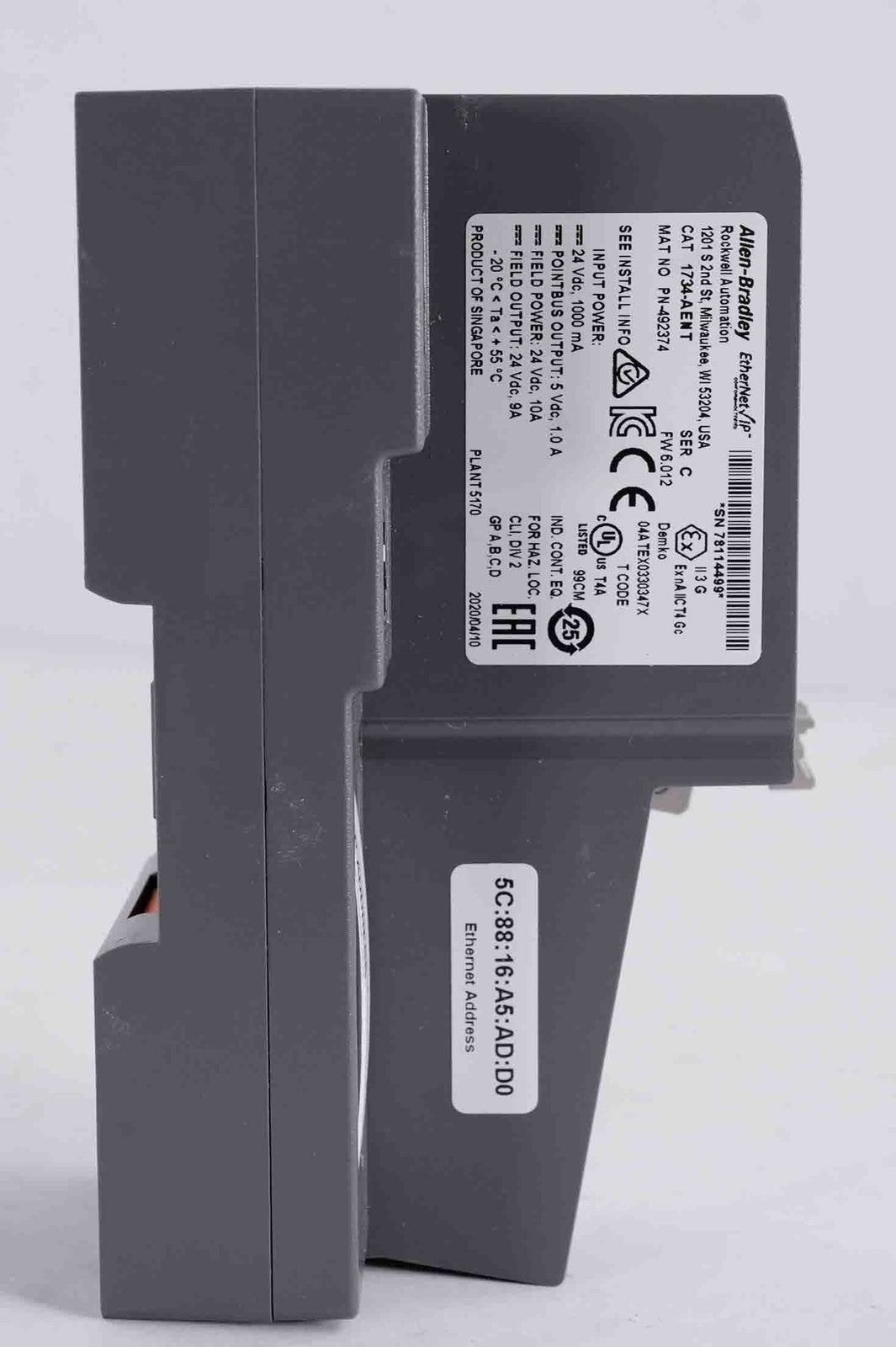 Allen Bradley 1734-AENT /C Point I/O Ethernet Adapter Module 24VDC 1734AENT