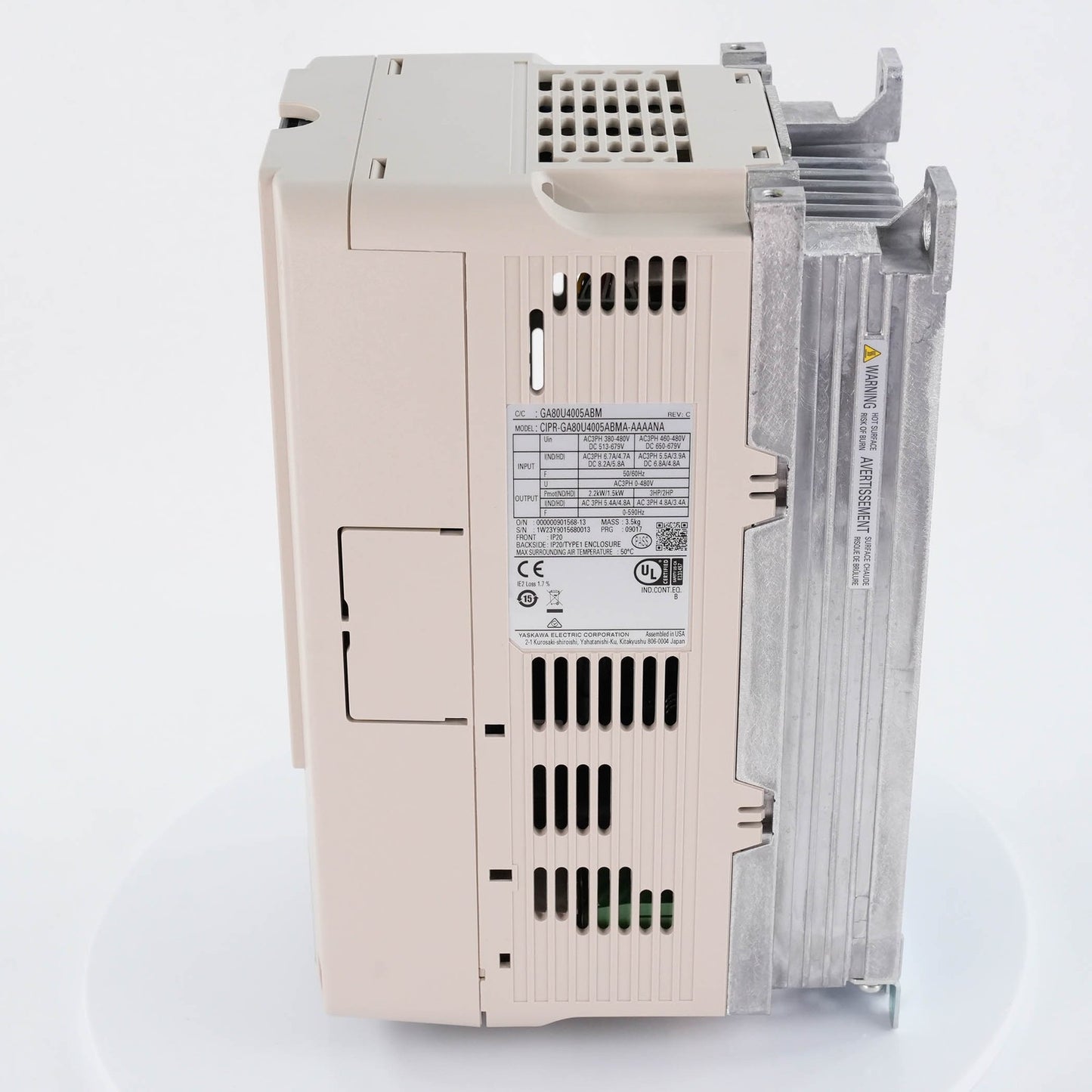 Yaskawa CIPR-GA80U4005ABMA-AAAANA GA800 AC Drive 480V 3PH 5HP 4.8A GA80U4005ABMA