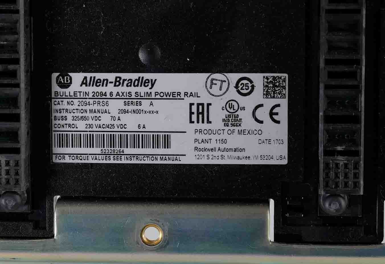 Allen Bradley 2094-PRS6 /A Bulletin 2094 6-Axis Slim Power Rail 2094PRS6