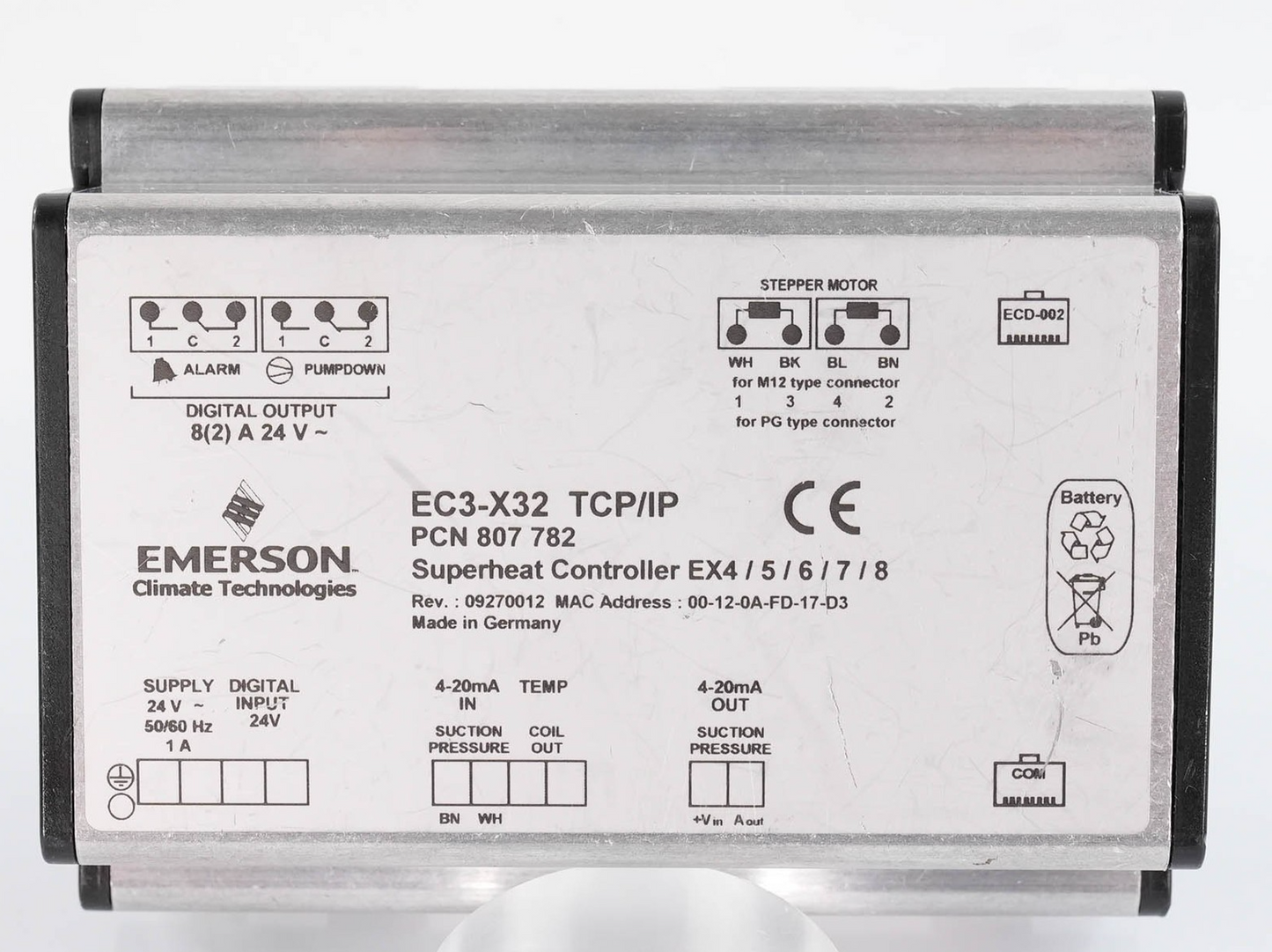 Emerson EC3-X32 Superheat Controller EX4/5/6/7/8 807 782 TCP/IP 24VAC 1A 50/60H