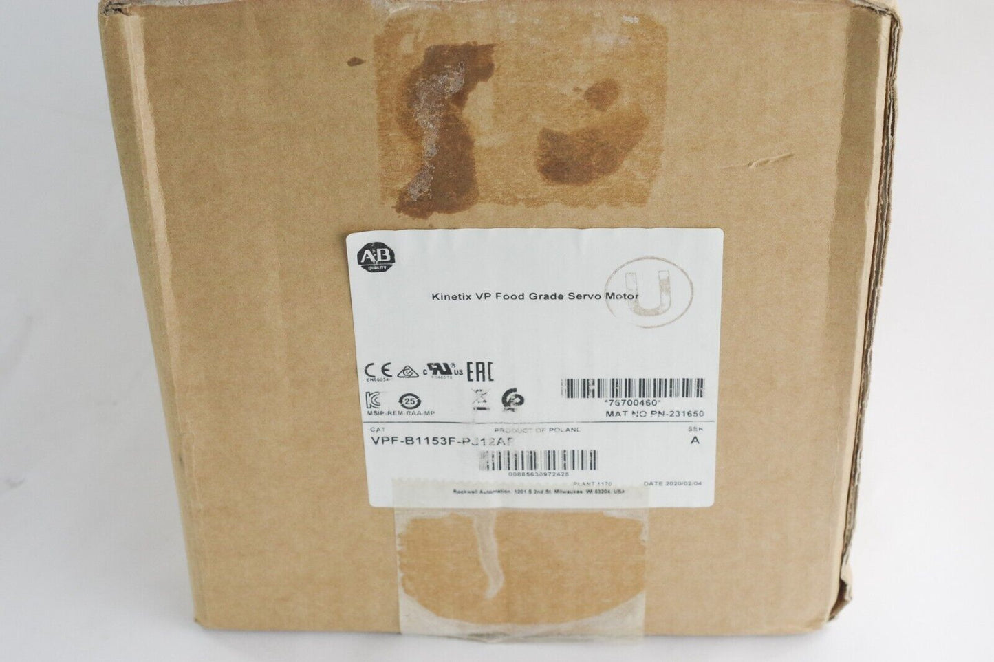 Allen Bradley VPF-B1153F-PJ12AF / VPFB1153FPJ12AF Kinetix Food Grade Servo Motor