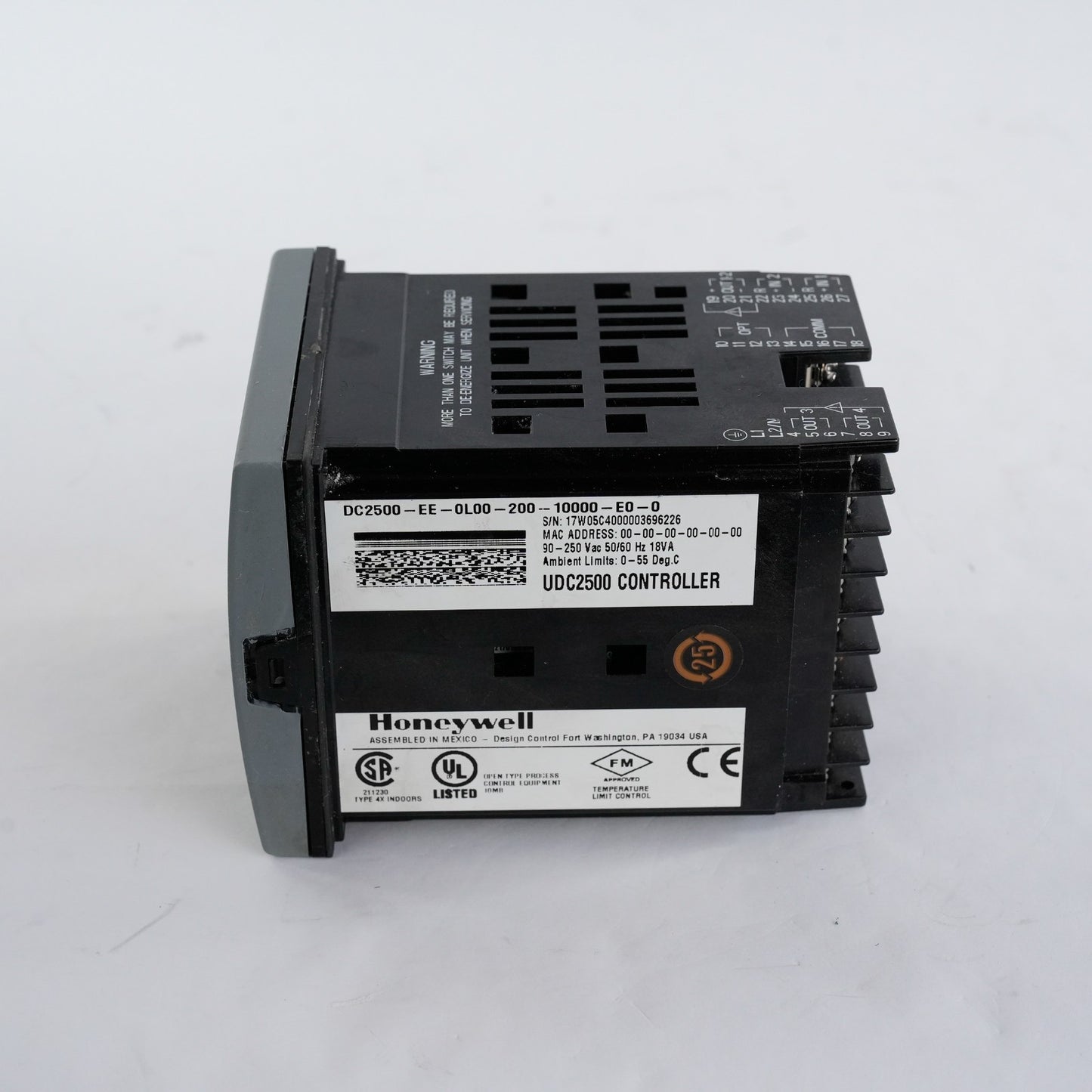 Honeywell DC2500-EE-0L00-200-10000-E0-0 UDC2500 Controller 250V 50/60Hz