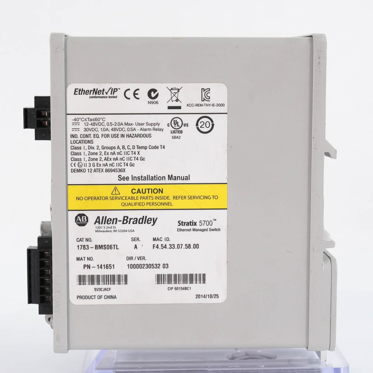 Allen Bradley 1783-BMS06TL Ser A Stratix 5700 Managed Switch 6 Port