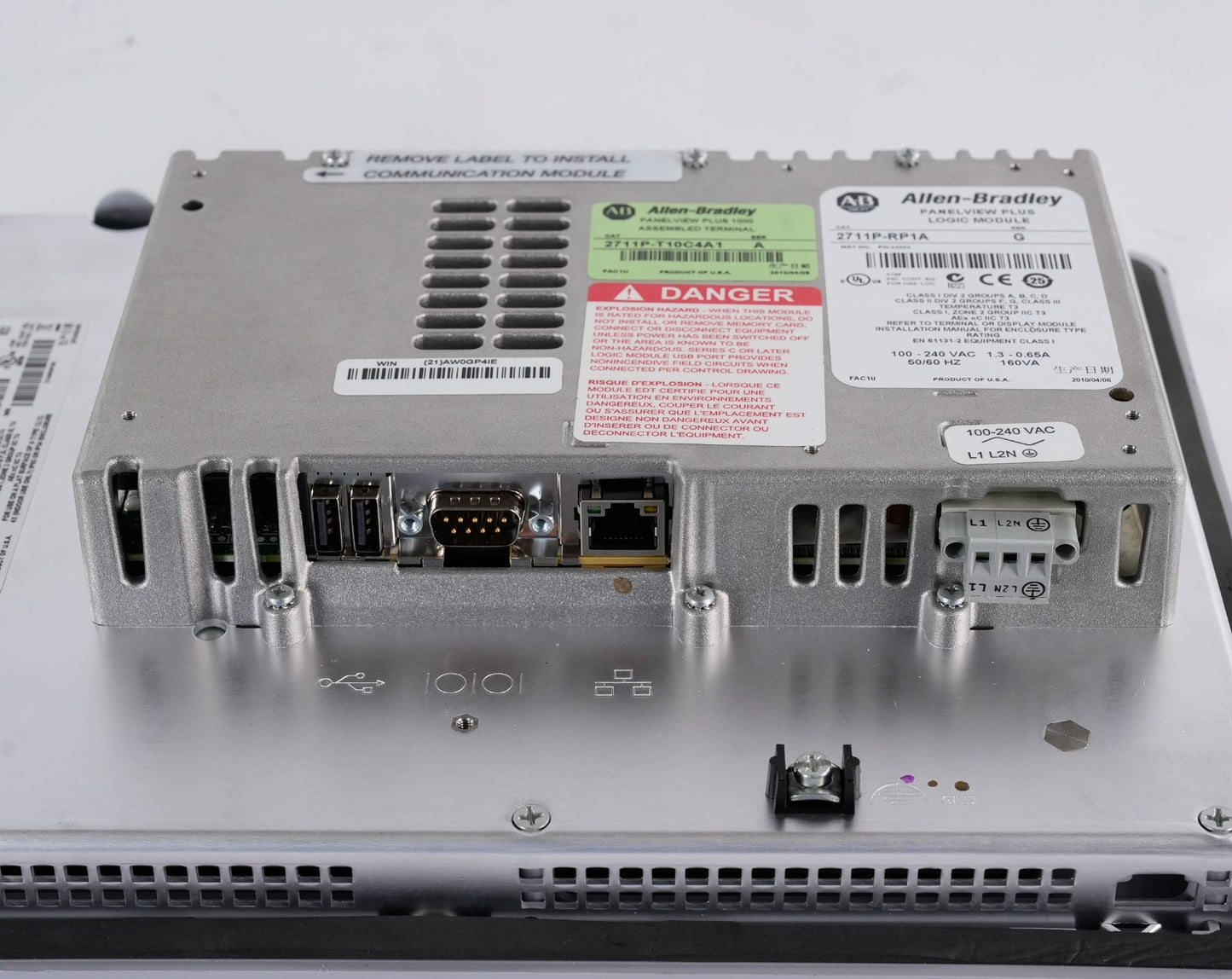 Allen Bradley 2711P-T10C4A1 /A PanelView Plus 1000 Terminal AC RP1A/G - 8040 Min