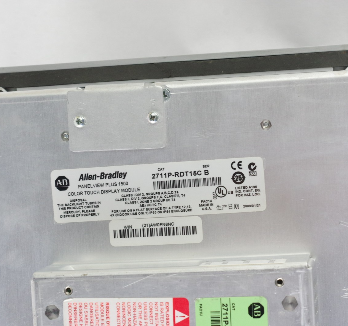 Allen Bradley 2711P-T15C4D2 /A Panelview Plus 1500 + 2711P-RP2 /G RDT15C Refurb