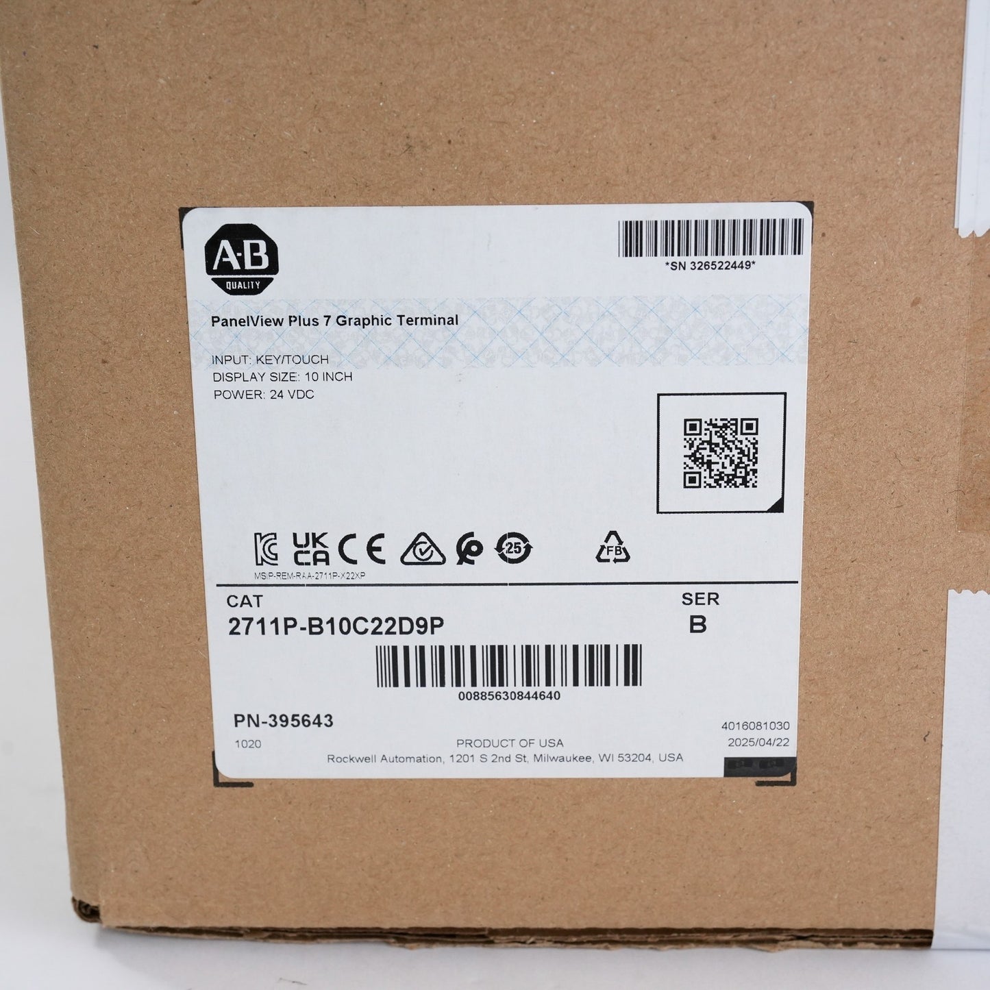 Allen Bradley 2711P-B10C22D9P /B PanelView Plus 7 Key/Touch Terminal - Open Box