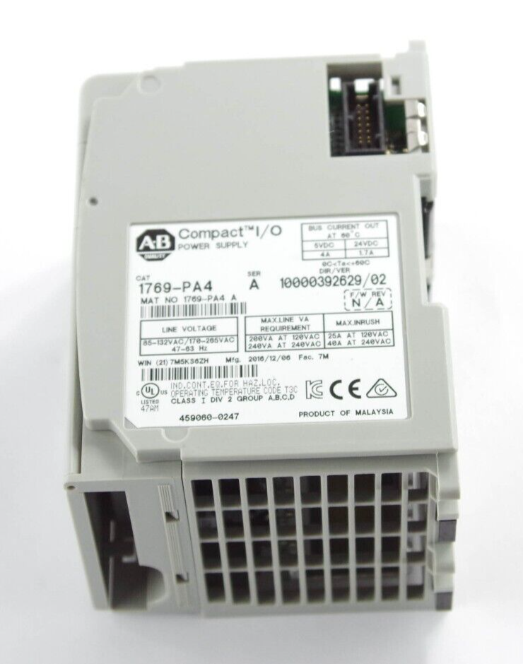 Allen Bradley 1769-PA4 / 1769PA4 Ser A Compact I/O Power Supply 4A 5VDC 120/240V