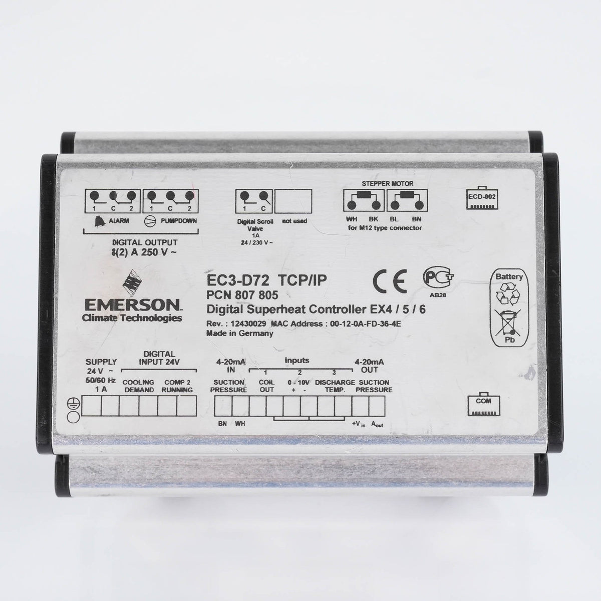 Emerson EC3-D72 Digital Superheat Controller with TCP/IP 807805 EC3D72 24VAC