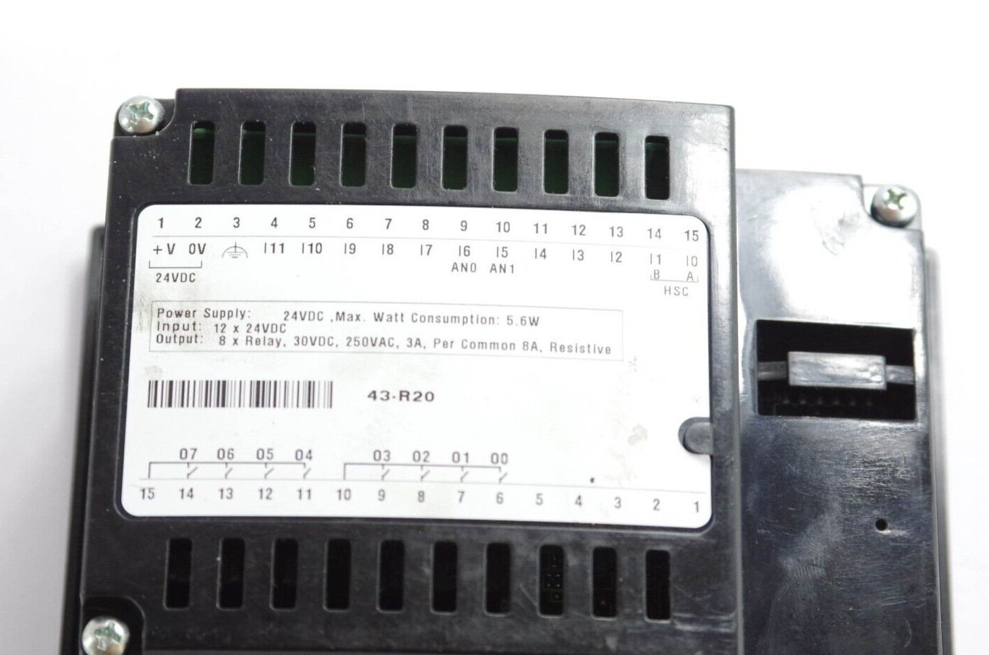 Unitronics SM43-J-R20 / SM43JR20 PLC and HMI 24VDC 5.6W 8-relay Output