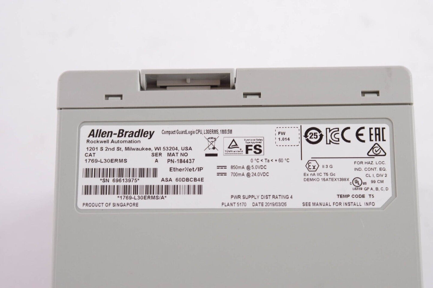 Allen Bradley 1769-L30ERMS / 1769L30ERMS Ser A Compact GuardLogix CPU