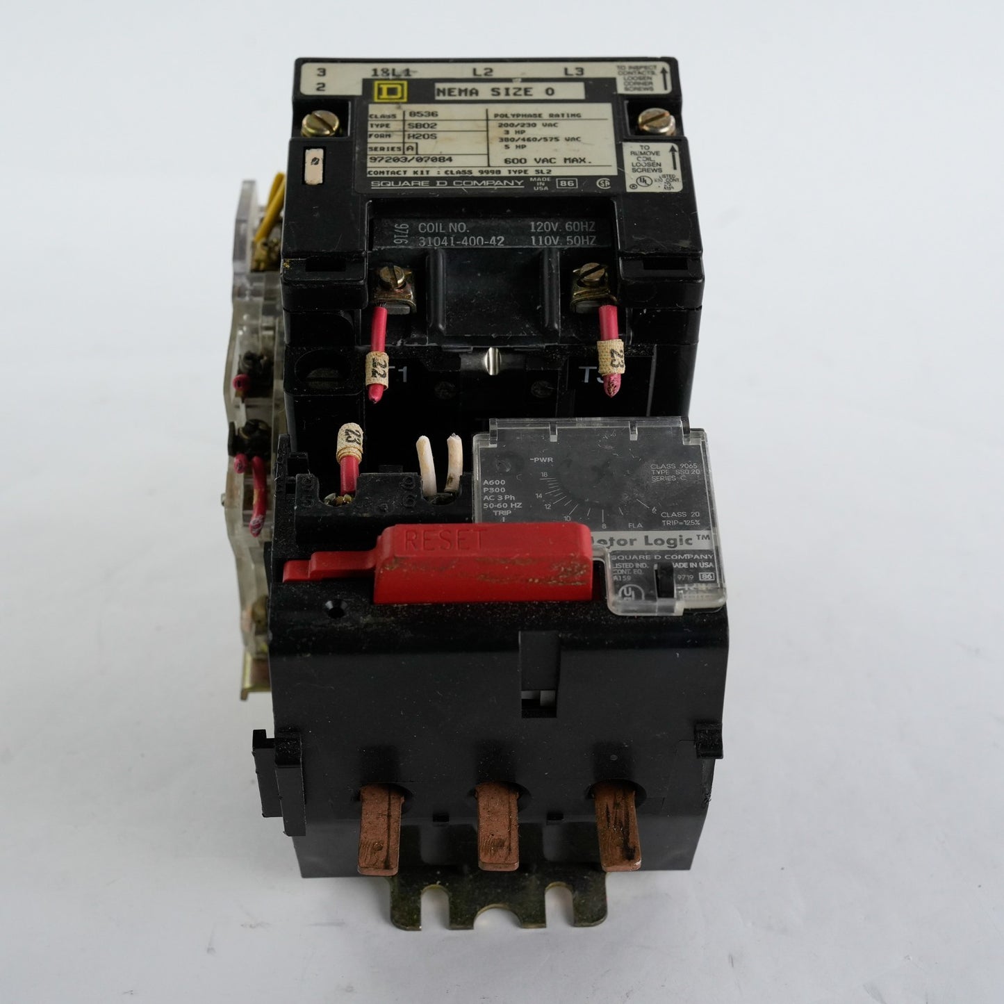 Square D 8536-SB02-H20S Series A NEMA Size 0 Contactor