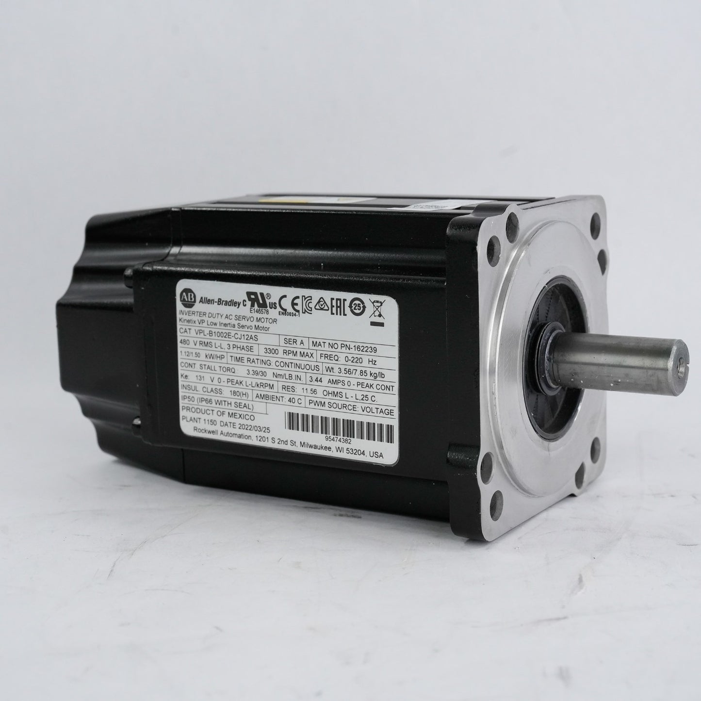 Allen Bradley VPL-B1002E-CJ12AS /A Kinetix VP Low Inertia AC Servo Motor