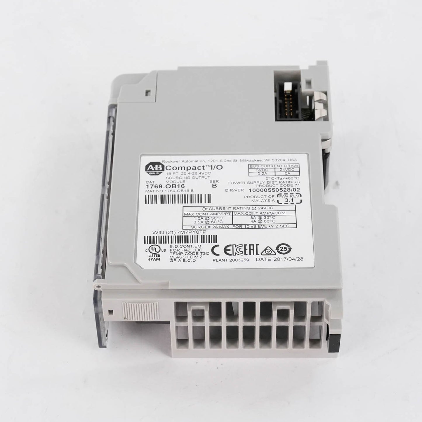 Allen Bradley 1769-OB16 Ser B CompactLogix 16 Pt 24V DC Sourcing Output Module