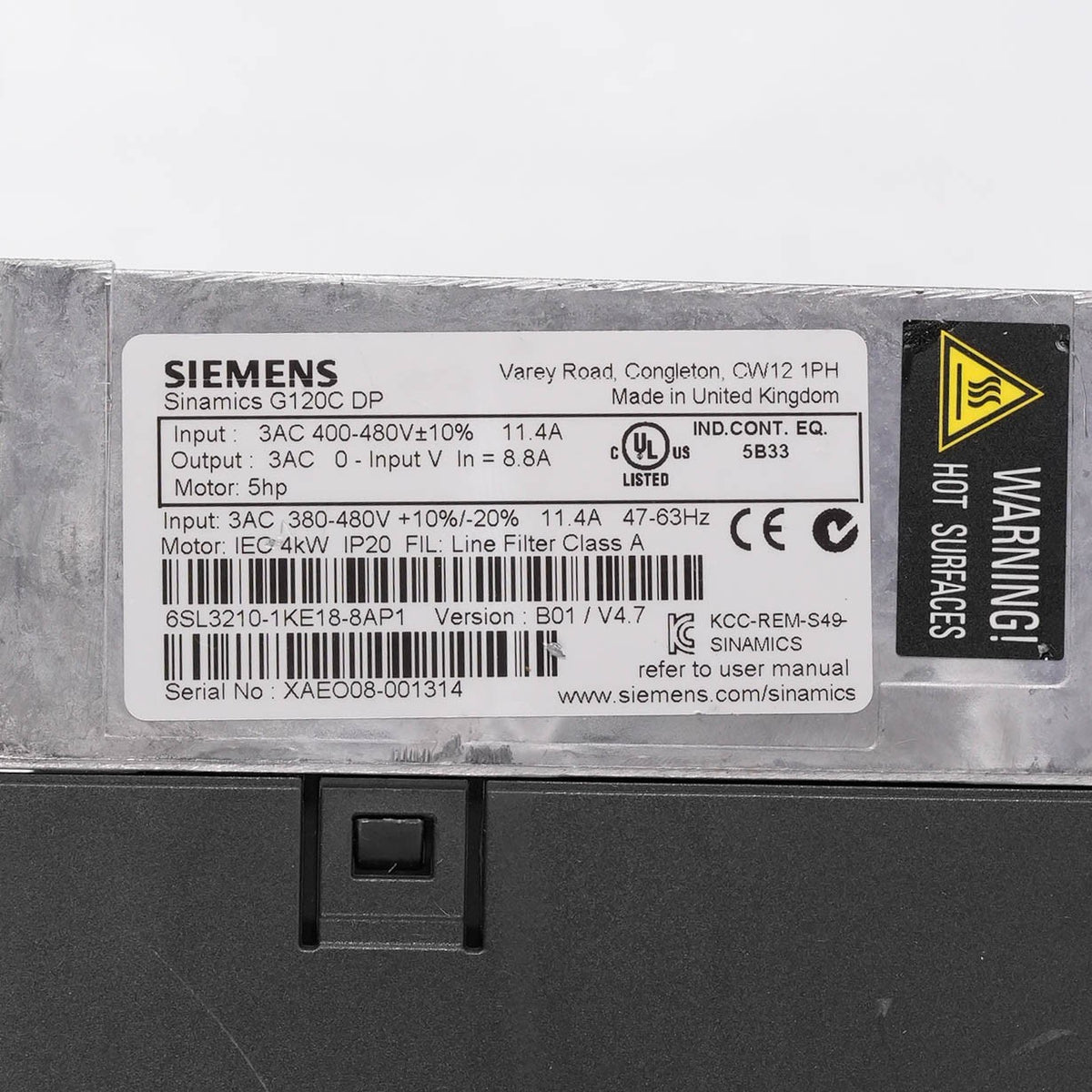 Siemens 6SL3210-1KE18-8AP1 Sinamics G120C AC Drive 4kW 380-480V 6SL32101KE188AP1