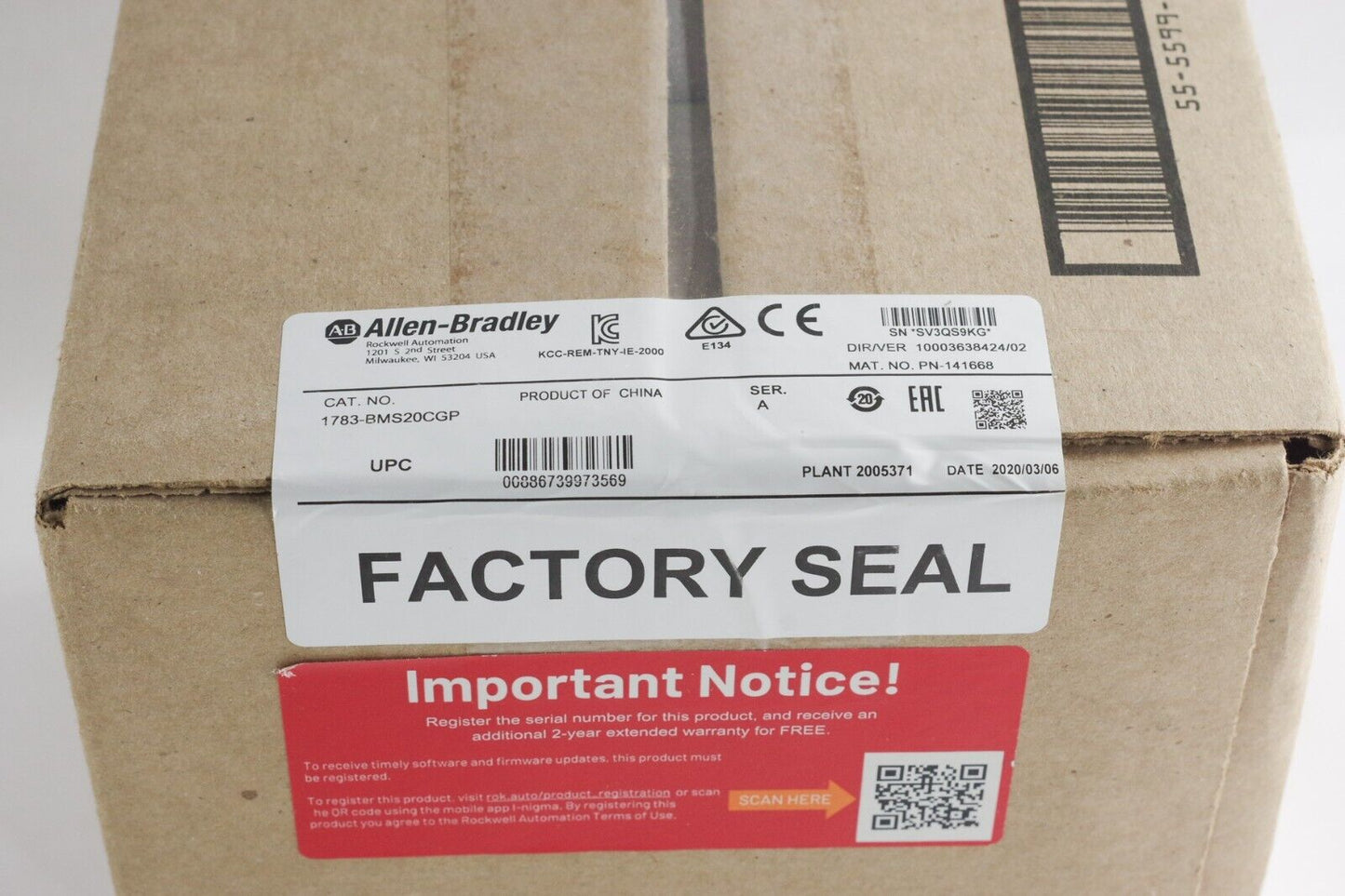 Allen Bradley 1783-BMS20CGP Ethernet Switch Ser A 1783BMS20CGP Sealed Surplus