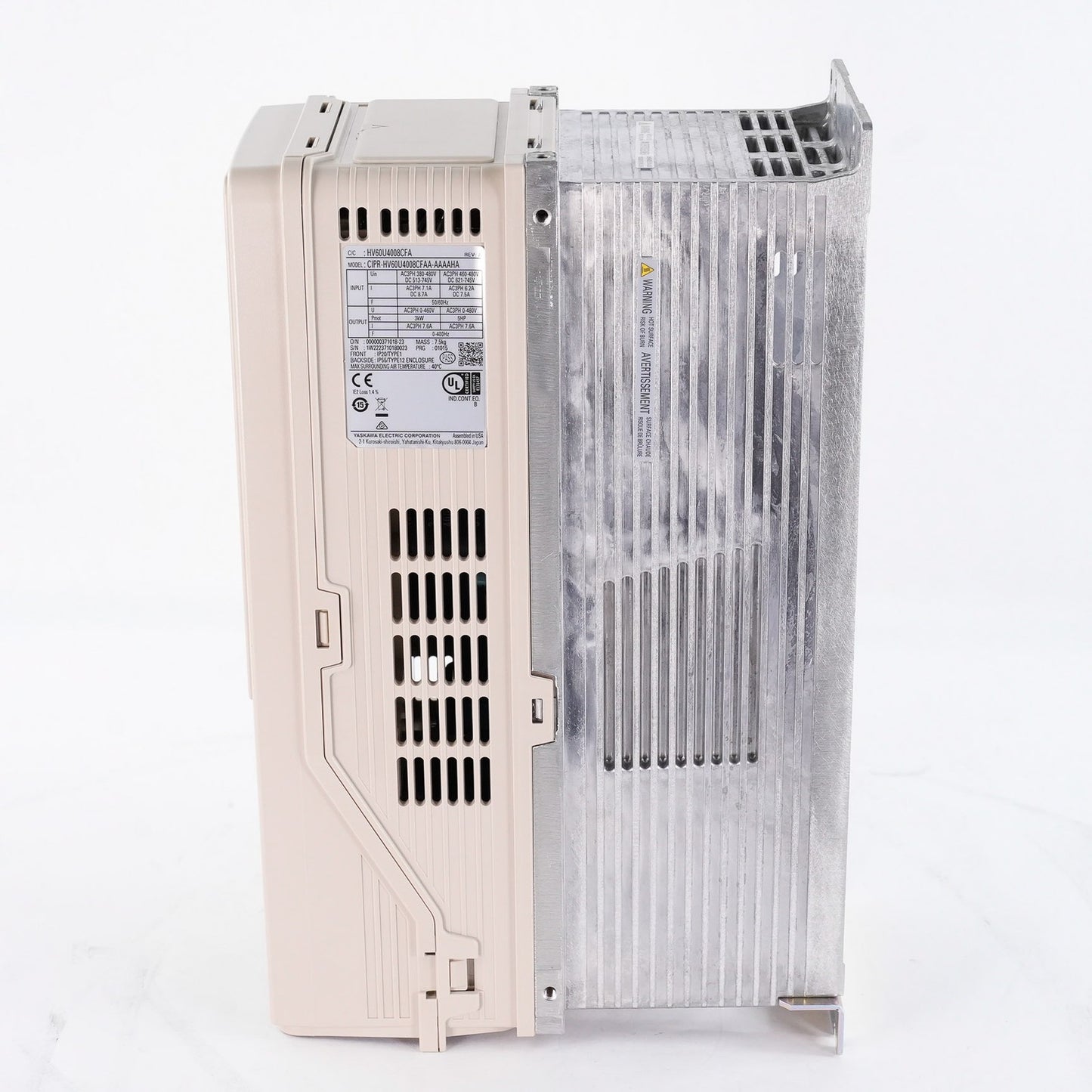 Yaskawa CIPR-HV60U4008CFAA-AAAAHA Rev A 480V 7.5A 5HP AC Drive - Open Box