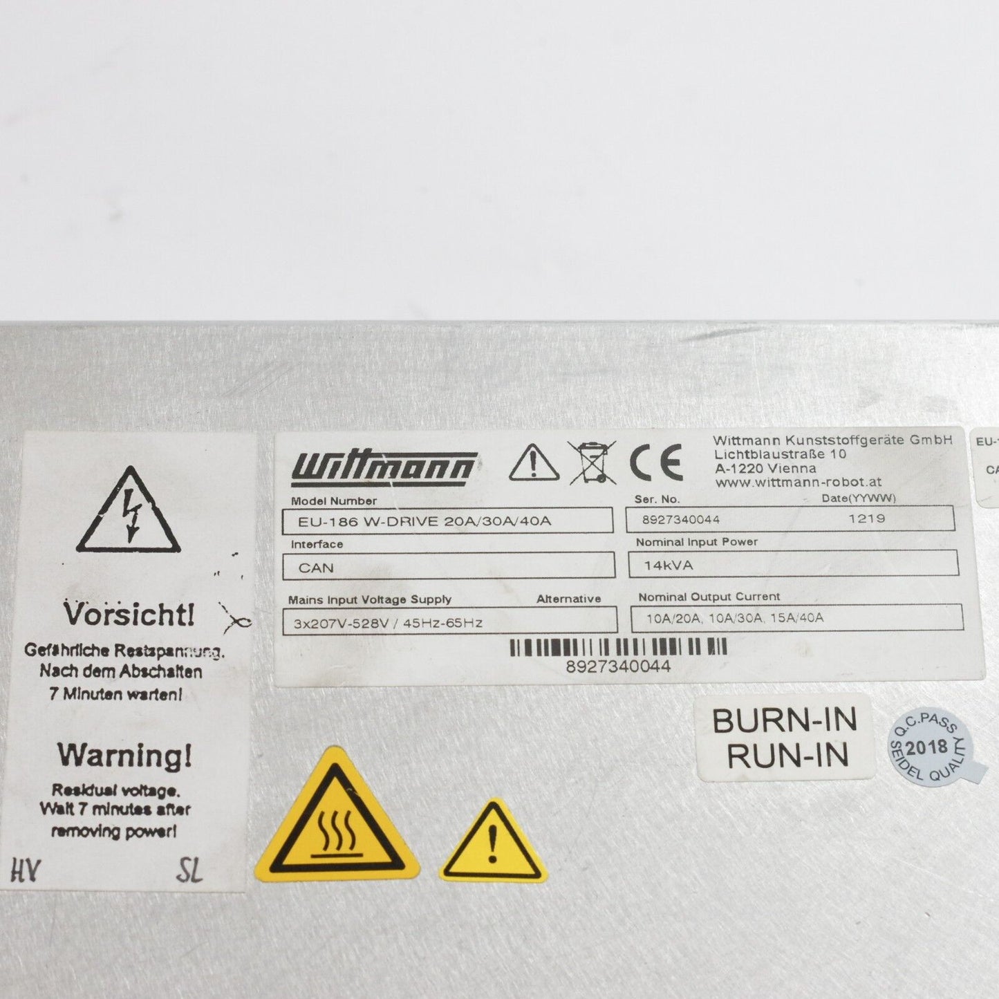 Wittmann EU-186 W-Drive 20A/30A/40A - Refurbished + 1 Year Warranty