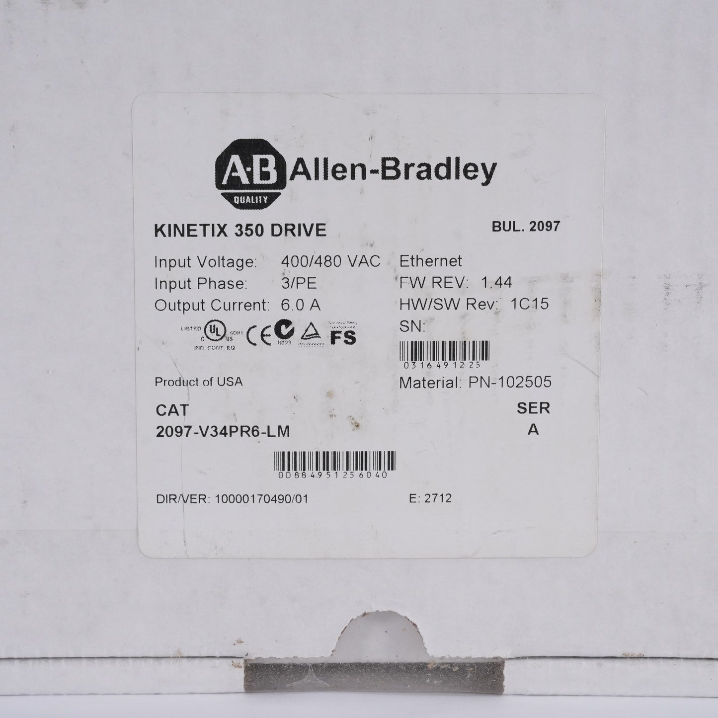 Allen Bradley 2097-V34PR6-LM /A Kinetix 350 Servo Drive - Sealed Surplus