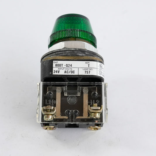 Allen Bradley 800T-Q24 /T Green Illuminated Pilot Light 24VAC/DC 800TQ24