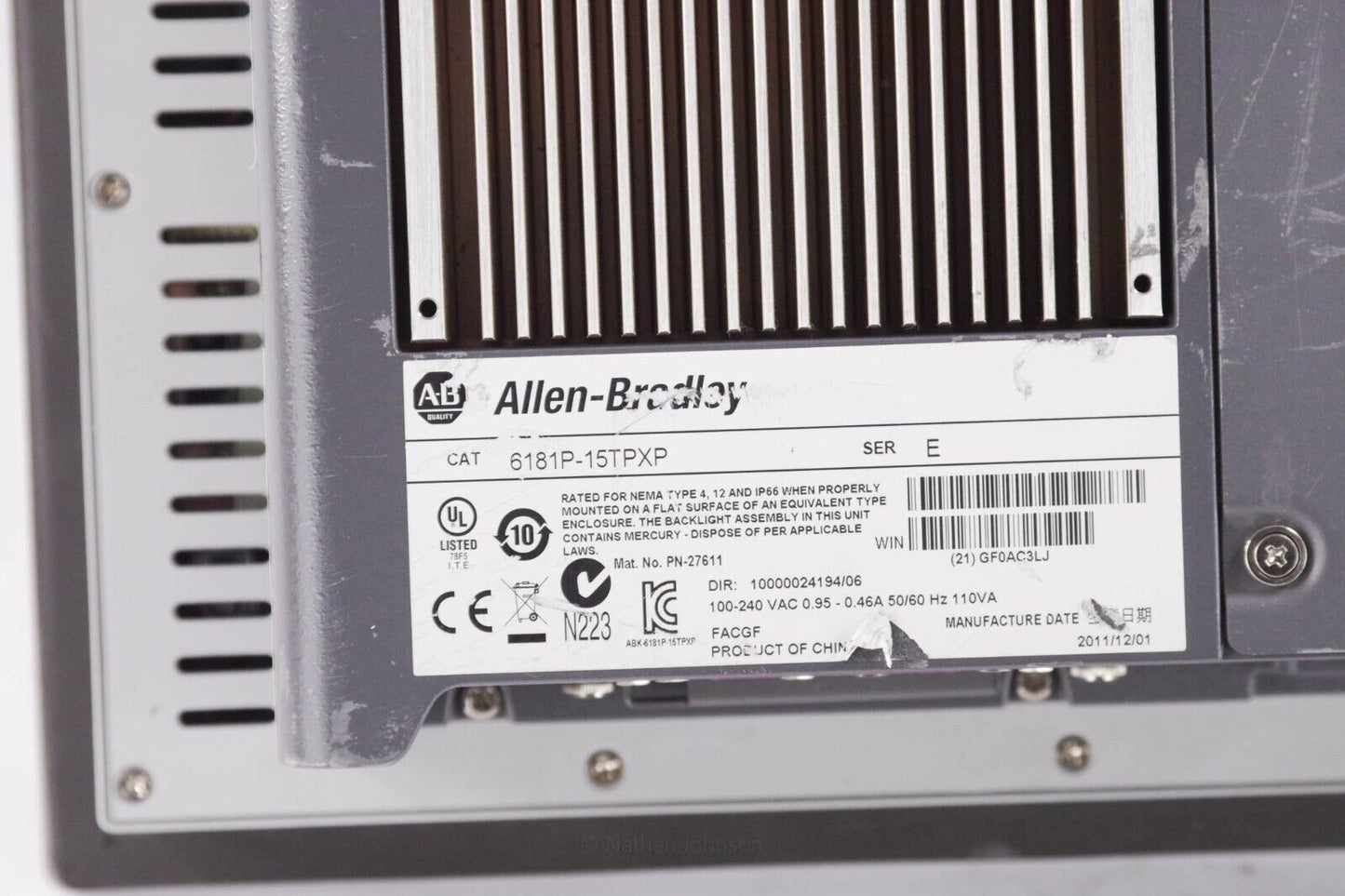 Allen-Bradley 6181P-15TPXP 1500P SER E - For Parts or Repair