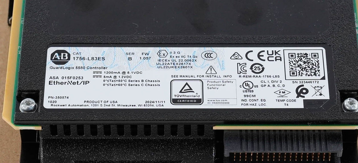 Allen Bradley 1756-L83ES Ser B GuardLogix 5580 Safety Controller Open Box 2024