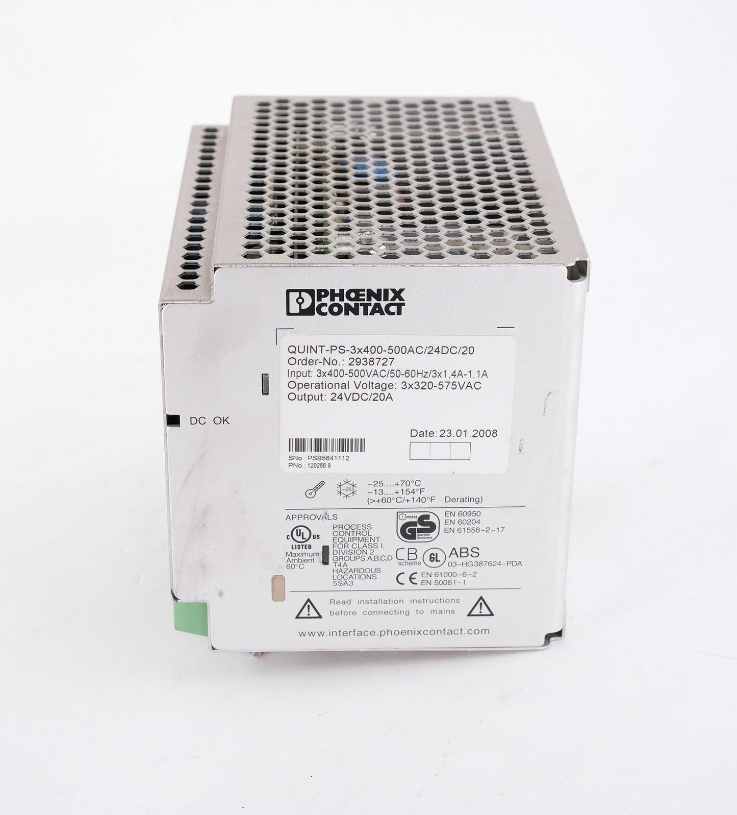 Phoenix Contact QUINT-PS-3x400-500AC/24DC/20 Power Supply 24VDC 20A 2938727