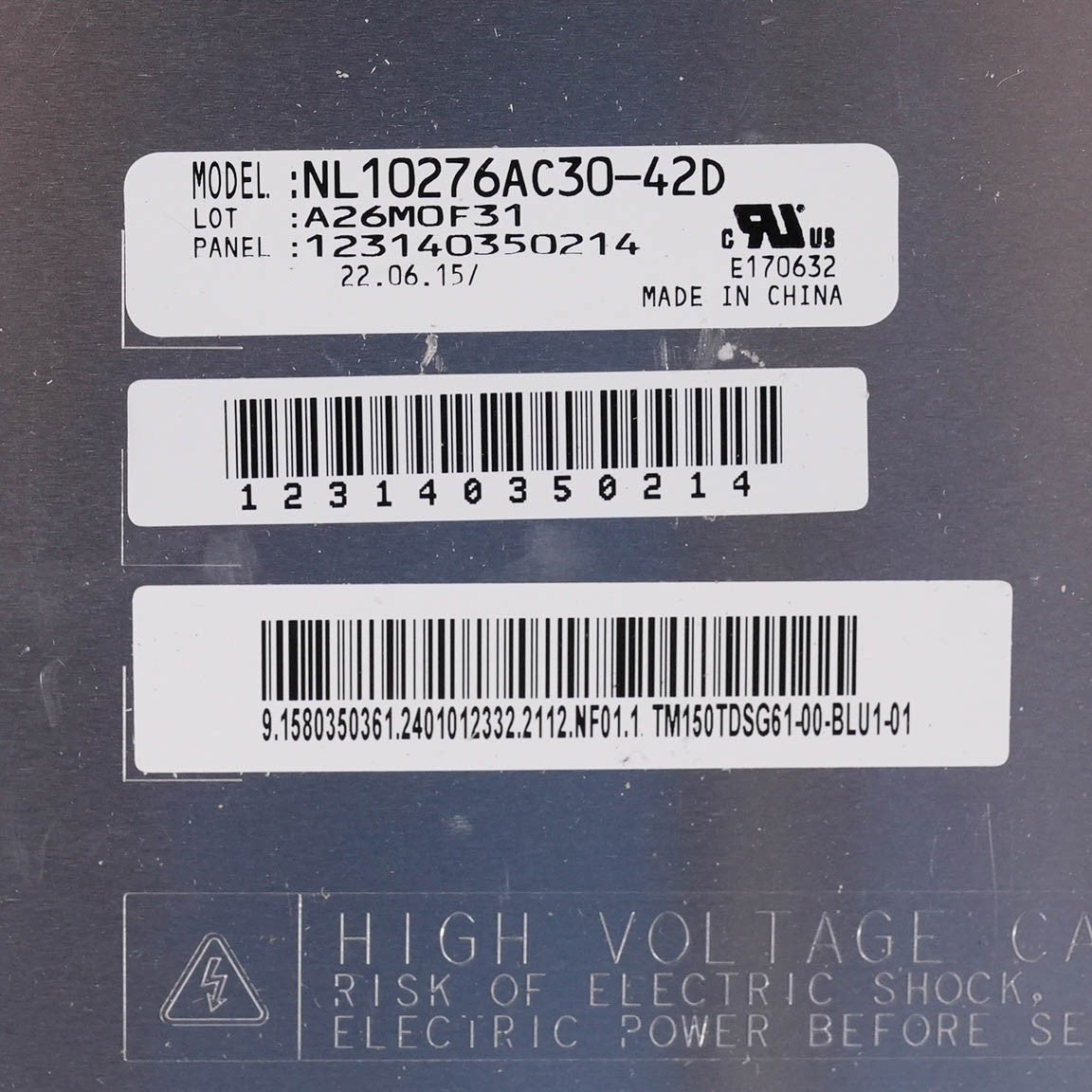 NLT Technologies NL10276AC30-42D 15.0" XGA TFT LCD Display Panel 1024x768