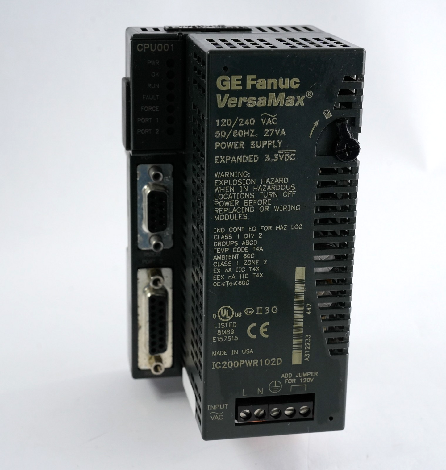 GE Fanuc VersaMax CPU001 IC200PWR102D 120/240 VAC 50/60Hz Power Supply