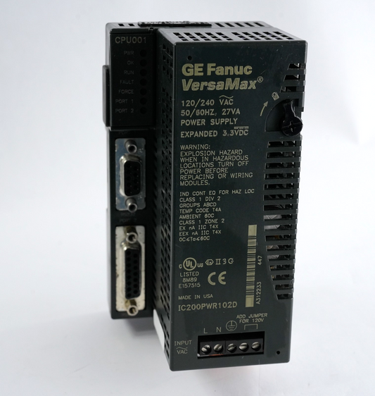 GE Fanuc VersaMax CPU001 IC200PWR102D 120/240 VAC 50/60Hz Power Supply
