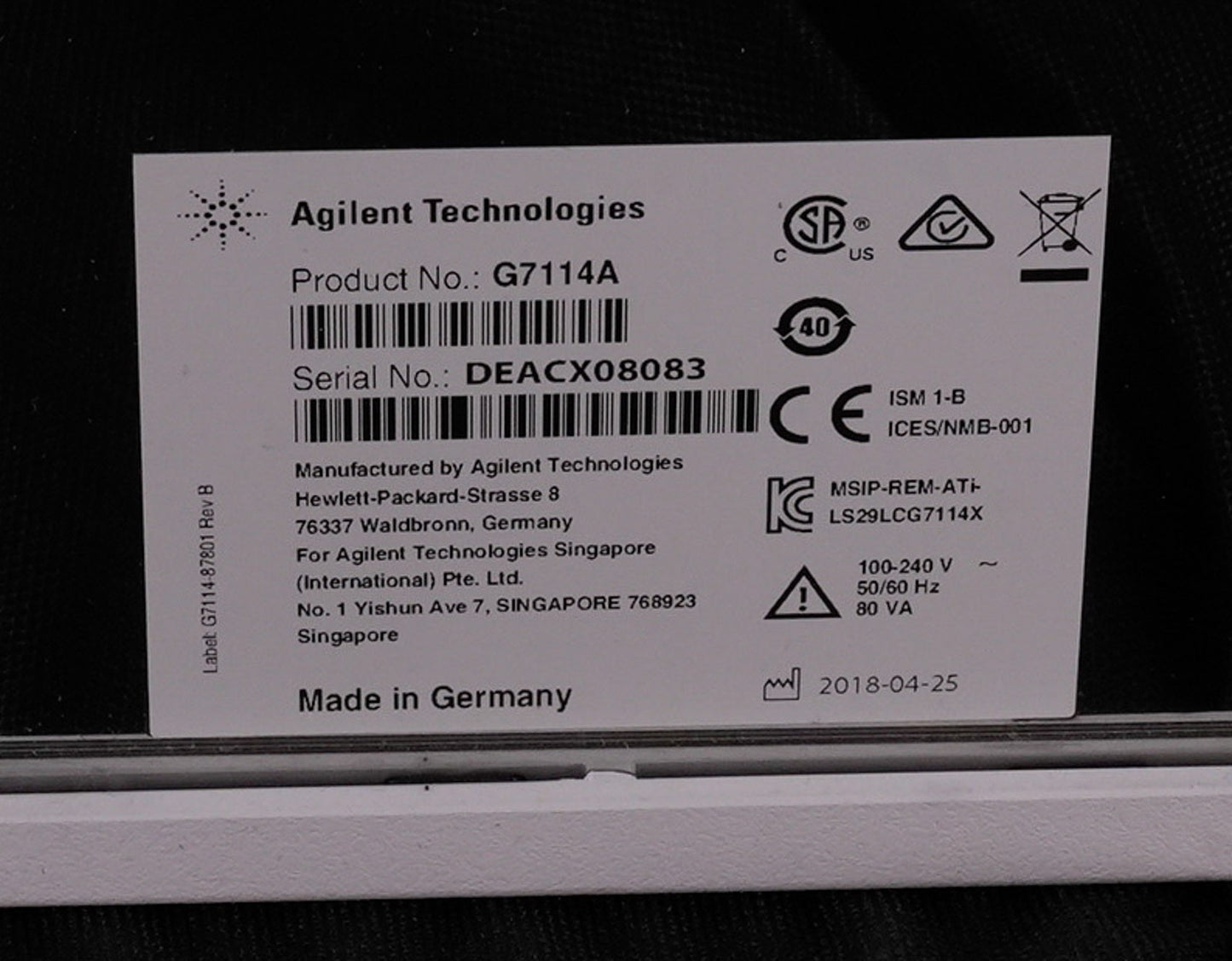 Agilent G7114A 1260 Infinity II Variable Wavelength Detector HPLC UNTESTED