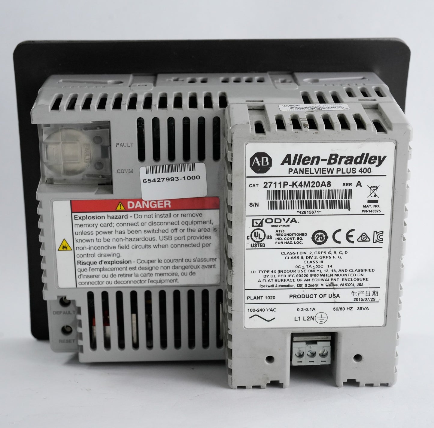 Allen Bradley 2711P-K4M20A8 /A PanelView Plus 400 Operator Interface Panel