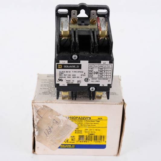 Square D 8910 DPA32V09 Form B Definite Purpose Contactor 40A 800VAC - Open Box