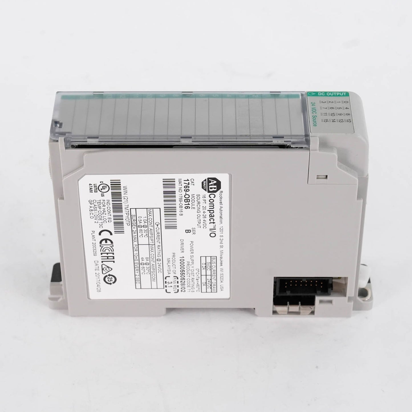 Allen Bradley 1769-OB16 Ser B CompactLogix 16 Pt 24V DC Sourcing Output Module