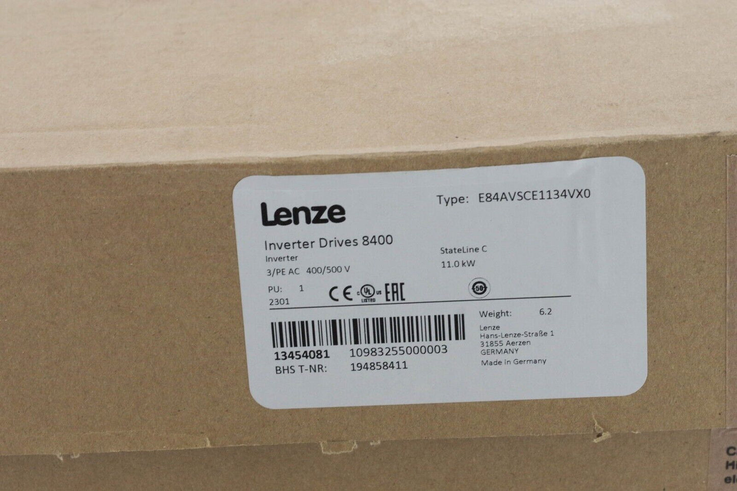 Lenze E84AVSCE1134VX0 8400 StateLine C Inverter - Open Box