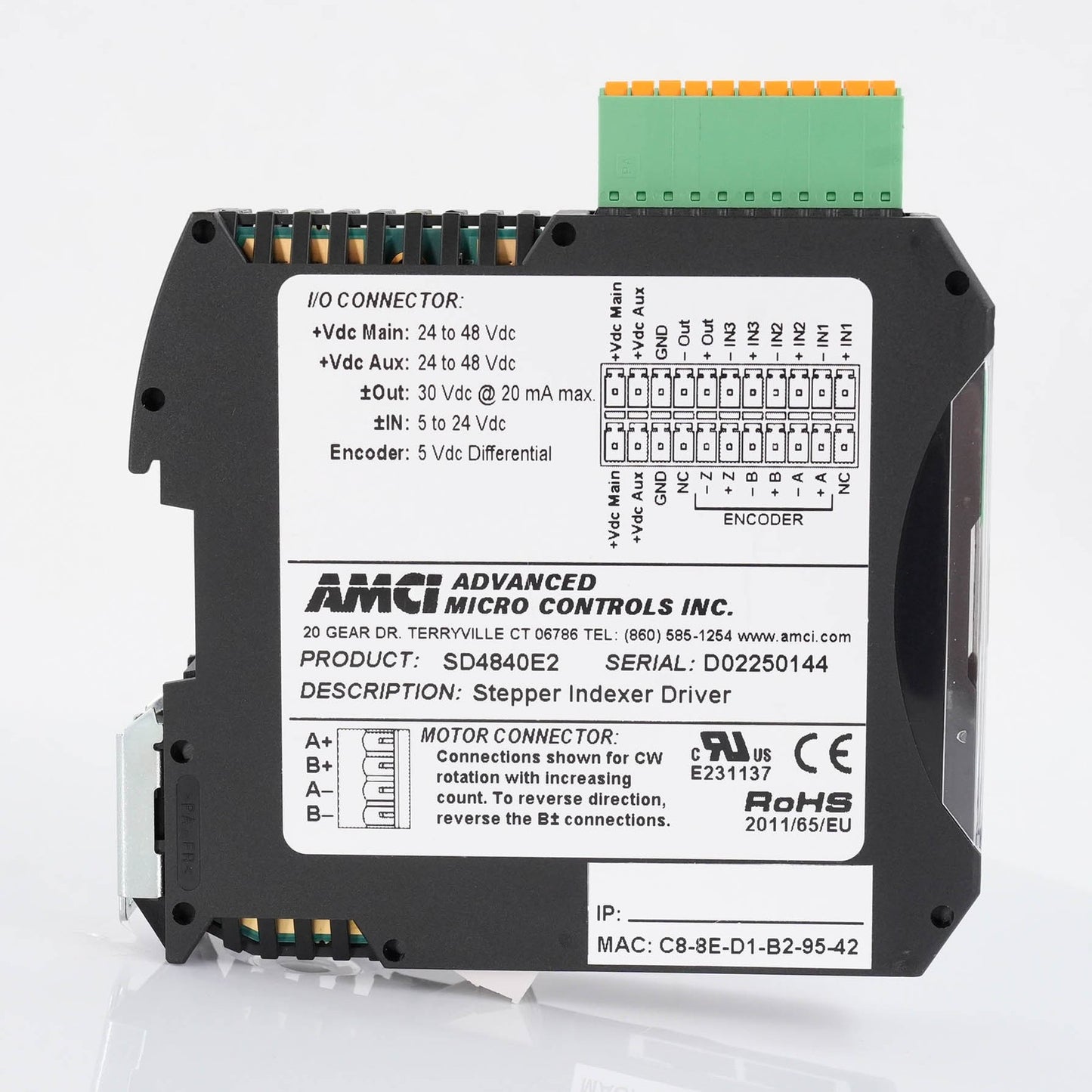 Advanced Micro Controls SD4840E2 Stepper Indexer Driver 2-Port Ethernet/IP 24VDC