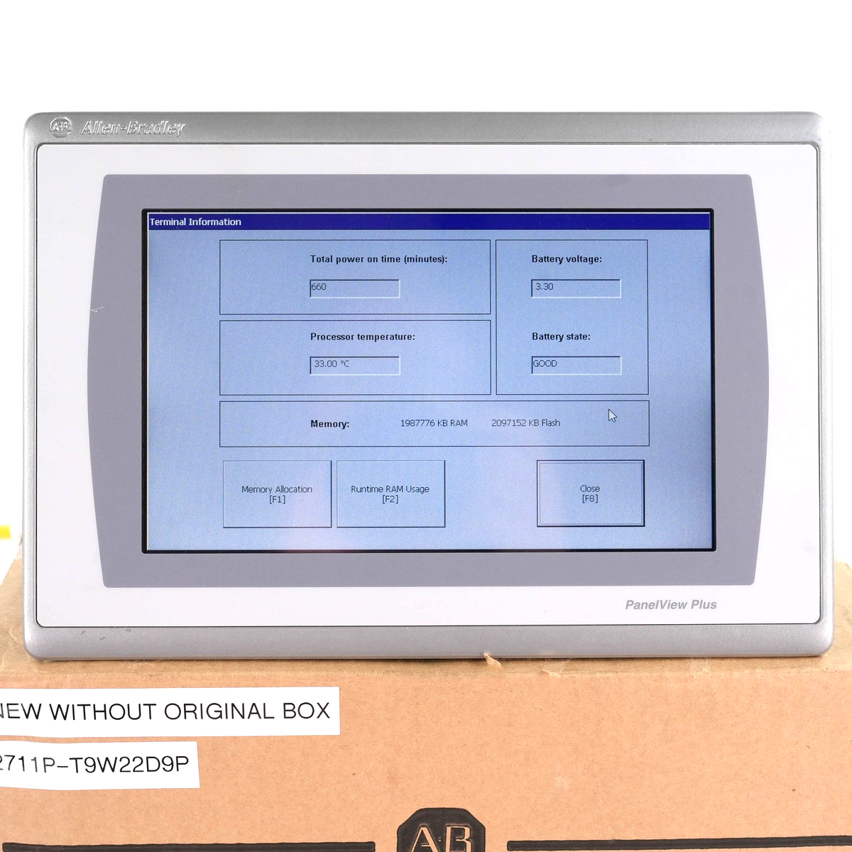 Allen Bradley 2711P-T9W22D9P /B PanelView Plus 7 9-In Touch HMI 24V (installed)