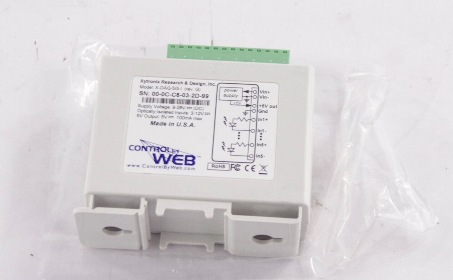 Control By Web X-DAQ-515-I / XDAQ515I 5-Input Module Data Acquisition Series