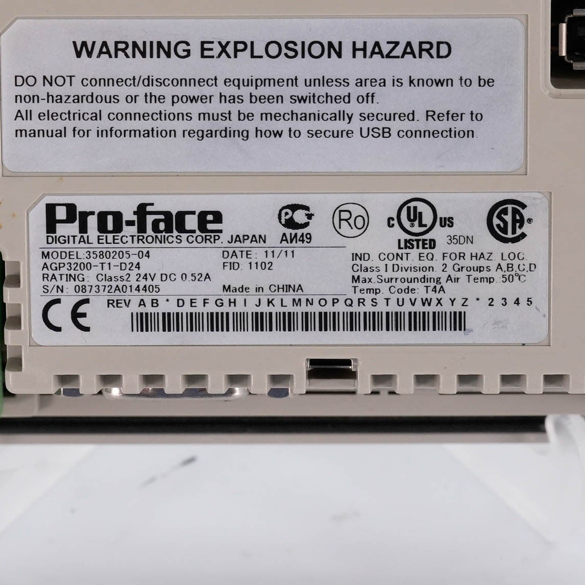 Pro-face 3580205-04 GP3000 Series HMI Touch Screen Panel 358020504 24VDC 30W 1.2